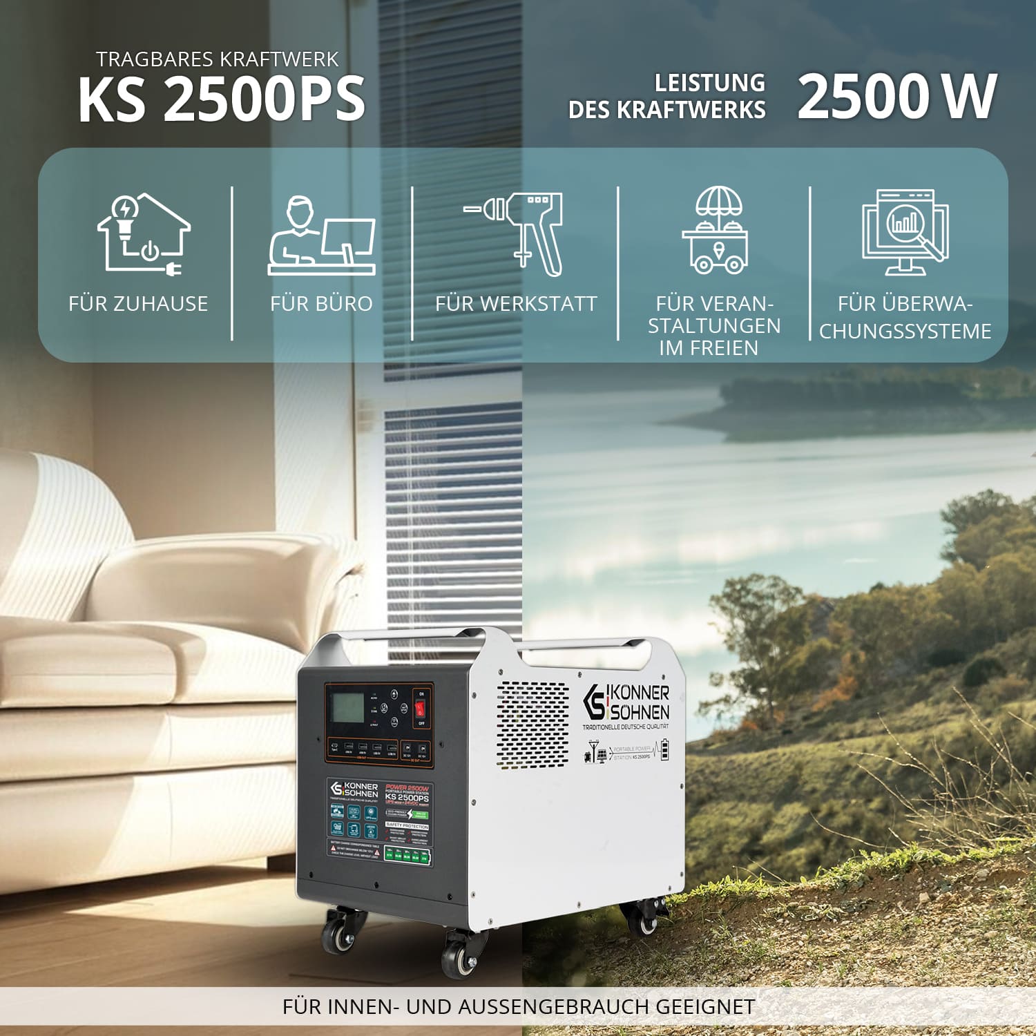 Könner und Söhnen Tragbare Powerstation KS 2500PS